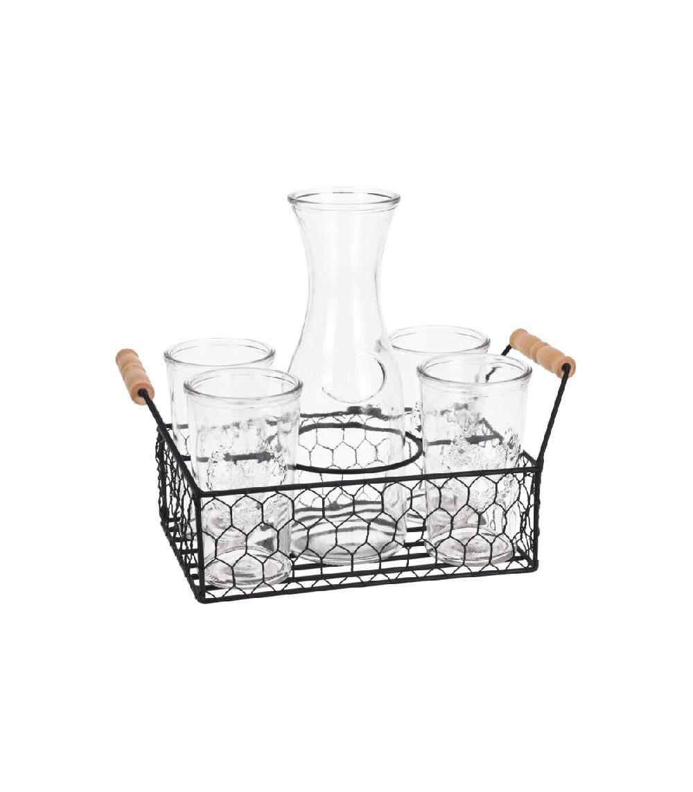 wadiga Coffret Jus de Fruit 4 Verres + 1 Carafe en Verre
