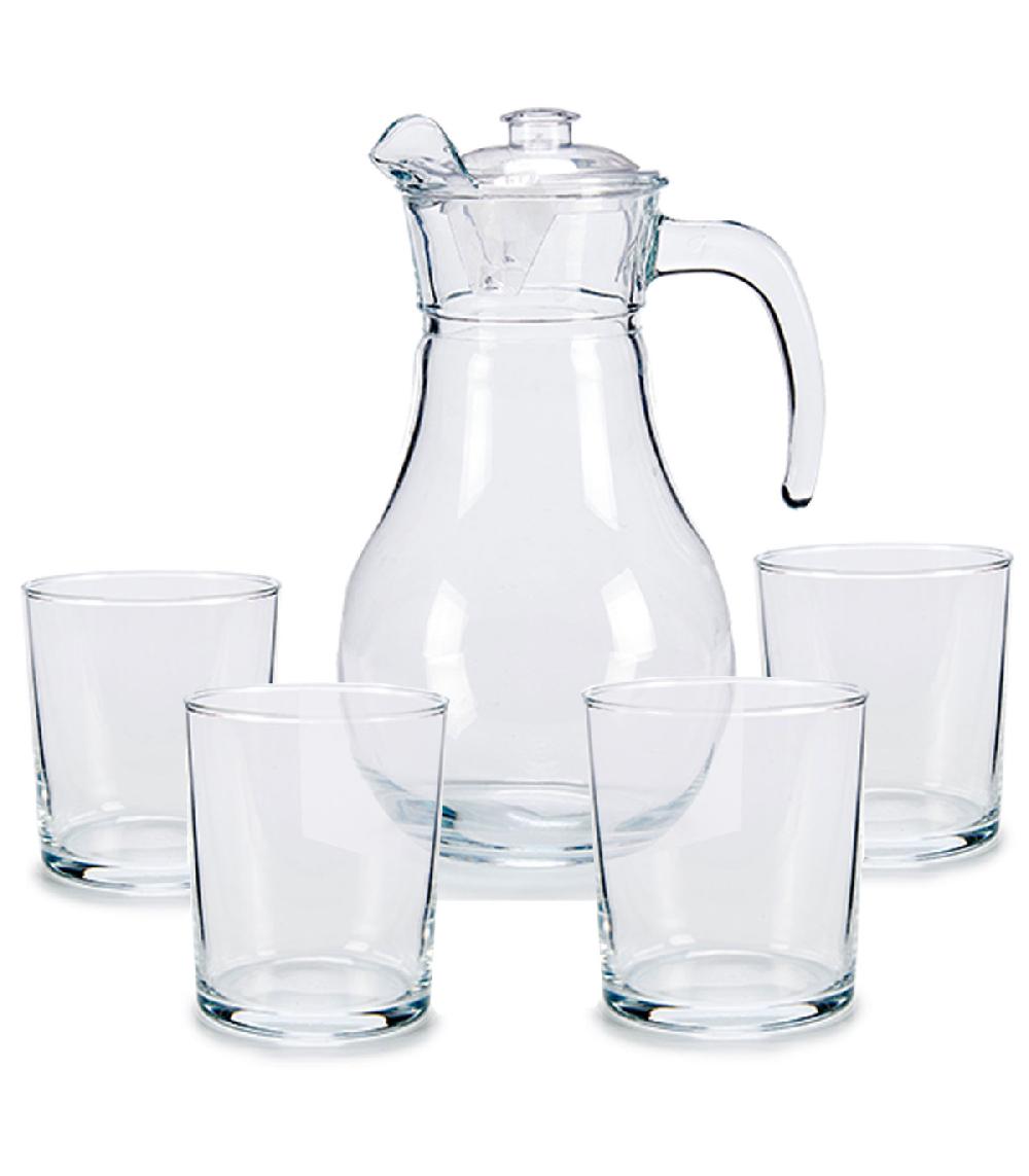 wadiga Coffret jus de fruit 4 verres + 1 carafe en verre