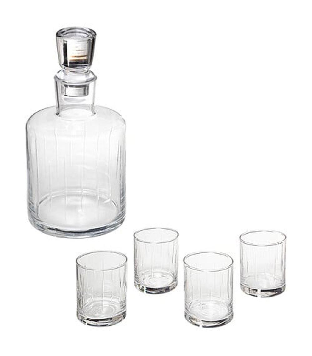 wadiga Coffret whisky 1 carafe + 4 verres en verre strié 11x11x22cm