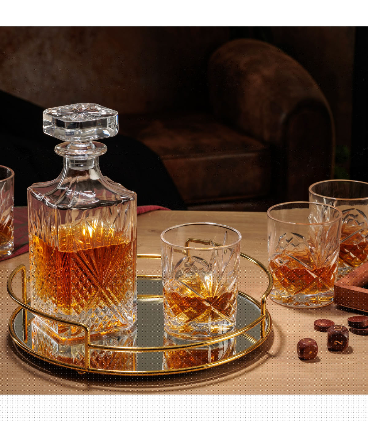 Wadiga Coffret Whisky Plateau Carafe Et 4 Verres En Verre
