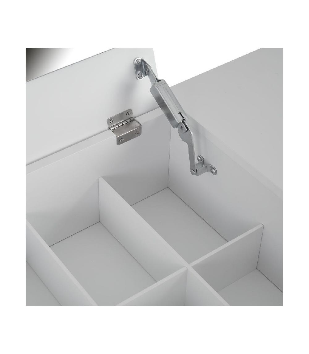 Wadiga Coiffeuse En Bois Blanc Avec Miroir Et Rangements - 90x45x82cm