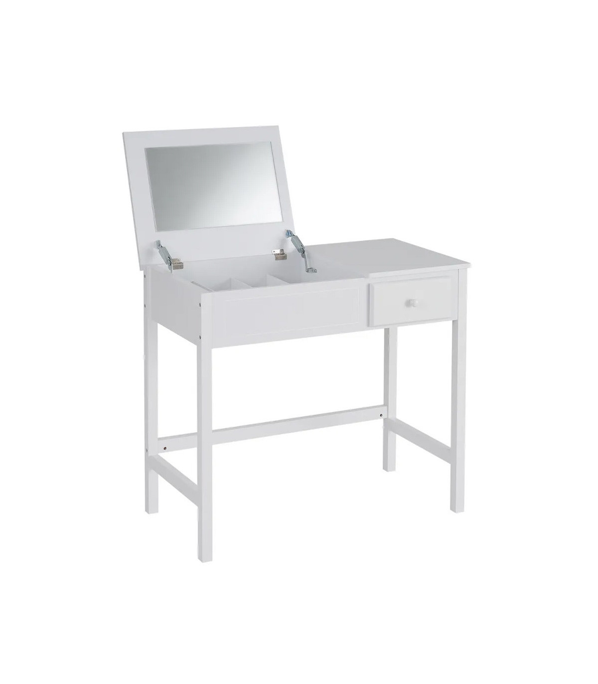 wadiga Coiffeuse en bois blanc avec miroir et rangements - 90x45x82cm
