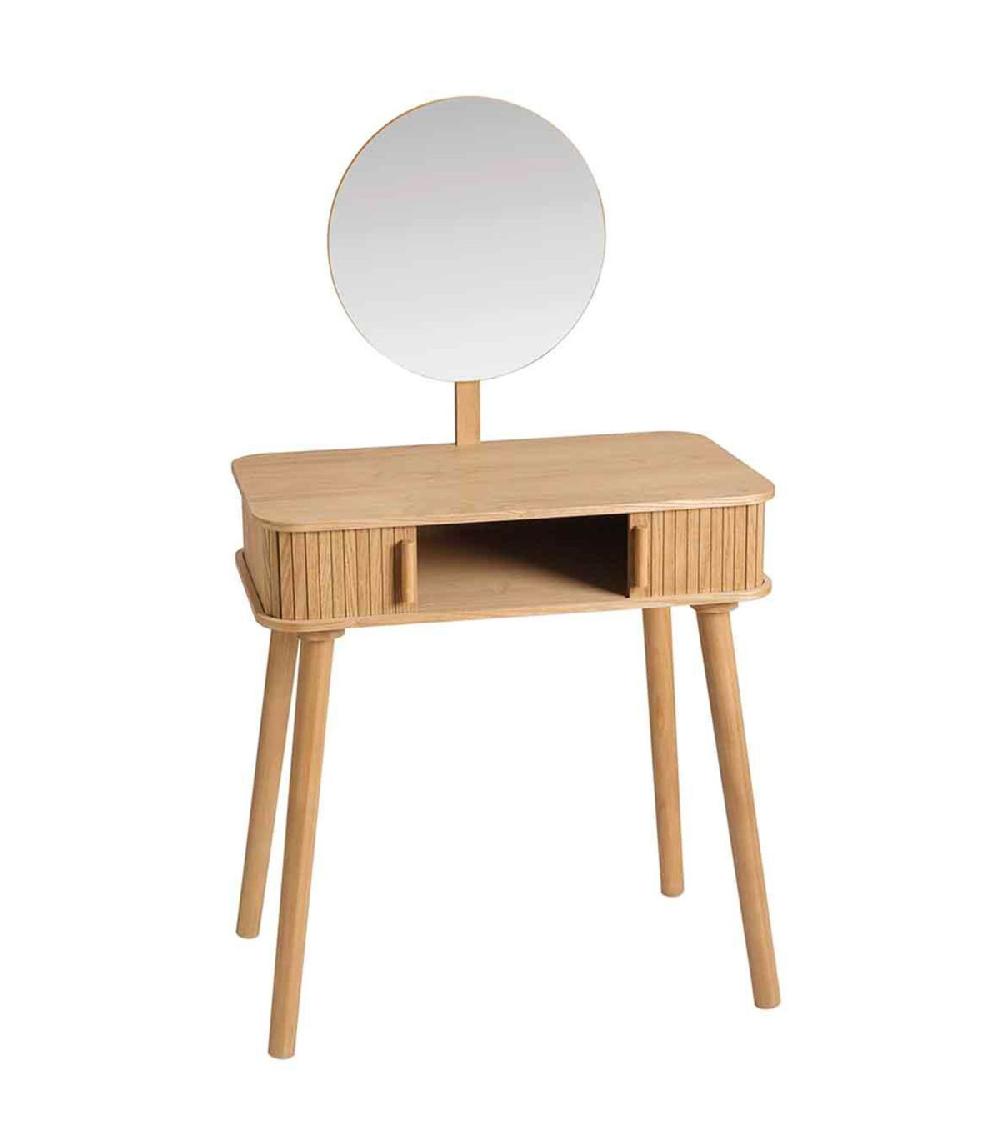Wadiga Coiffeuse En Bois De Frêne Avec Miroir 70x40x126cm
