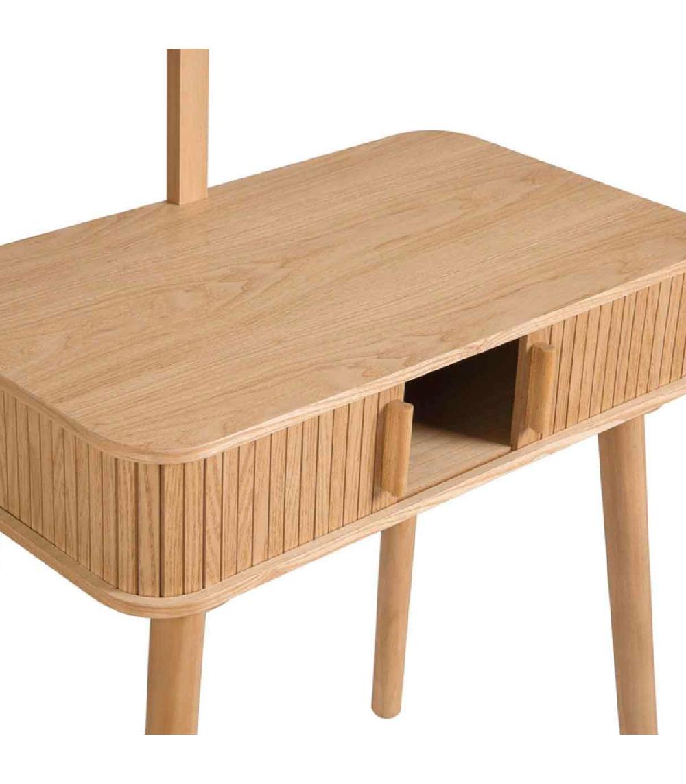 Wadiga Coiffeuse En Bois De Frêne Avec Miroir 70x40x126cm