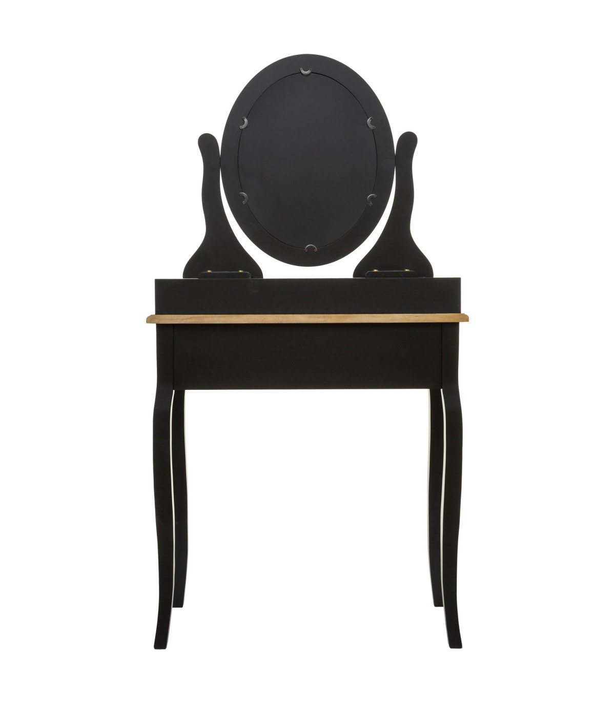 Wadiga Coiffeuse En Bois Noir Avec Miroir 3 Tiroirs 74x40x135cm