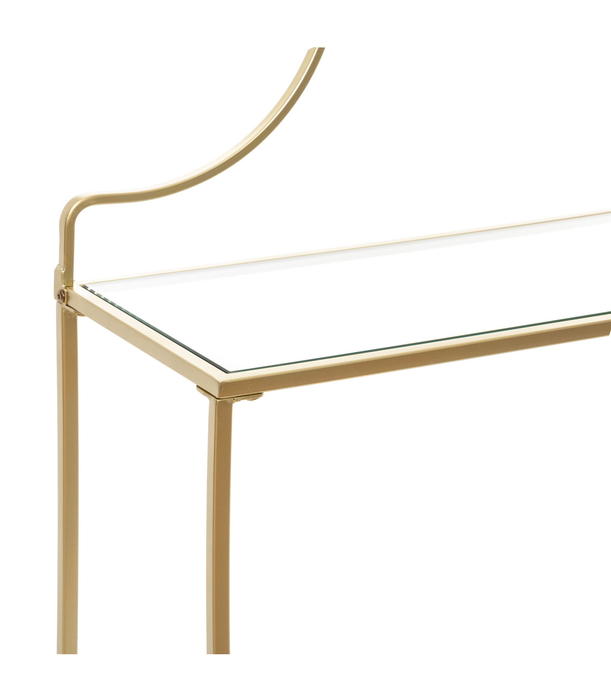 Wadiga Coiffeuse En Métal Doré Et Plateau En Verre 98x32x139cm