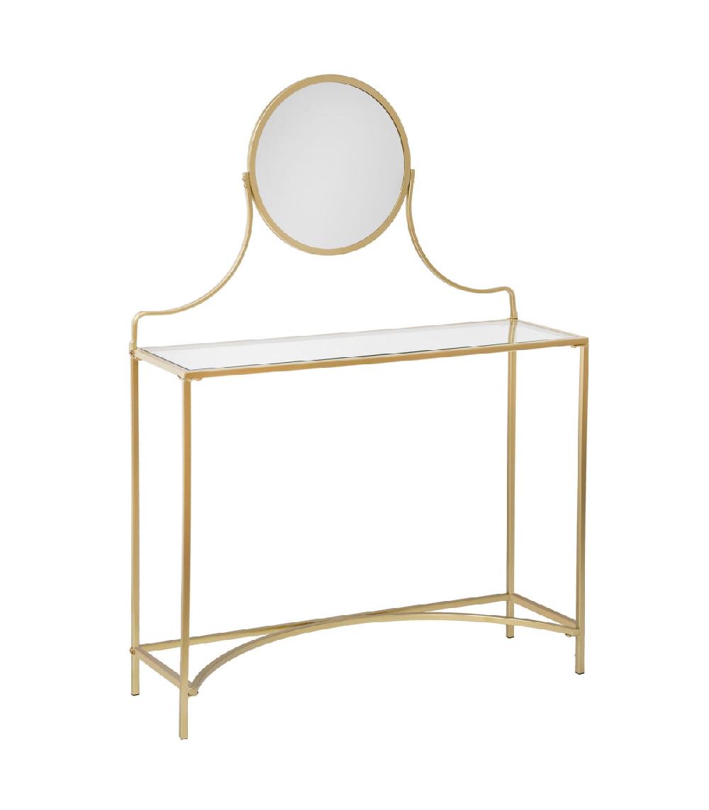 wadiga Coiffeuse en métal doré et plateau en verre 98x32x139cm