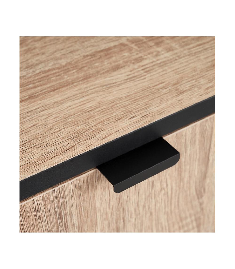 Wadiga Commode 4 Casiers 2 Portes Bois Et Métal Noir - 60x35x78cm