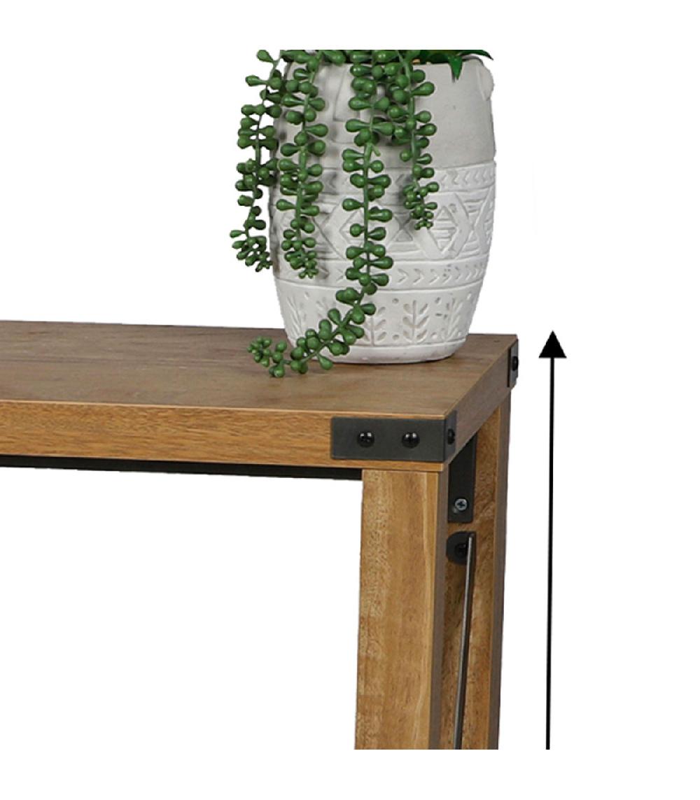 Wadiga Console 2 Plateaux En Bois Et Métal Noir Croisillons 117x29x77cm