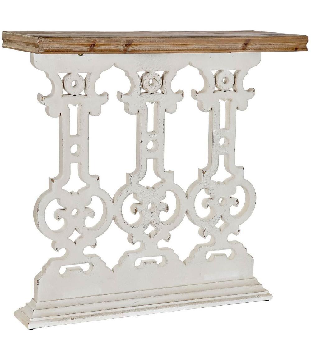 Wadiga Console Classique En Bois Blanc Et Plateau Bois