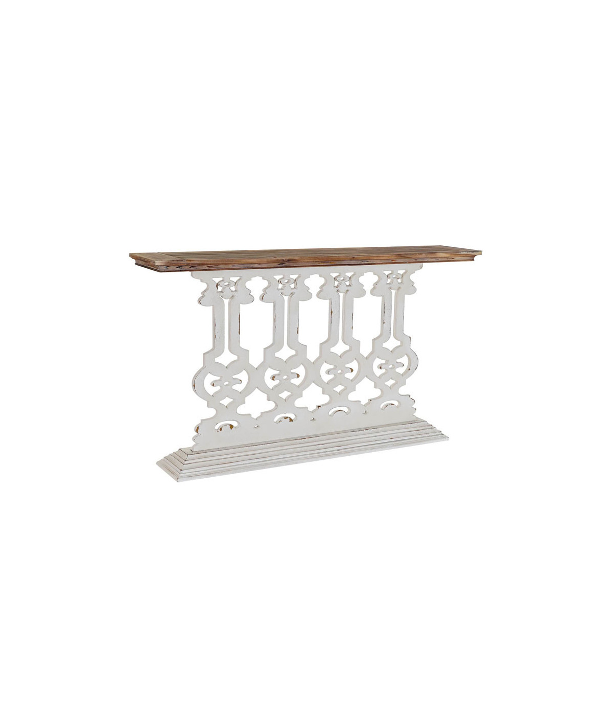 wadiga Console classique en bois blanc et plateau bois - 142x30x83cm