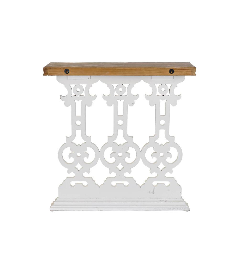 Wadiga Console Classique En Bois Blanc Et Plateau Bois