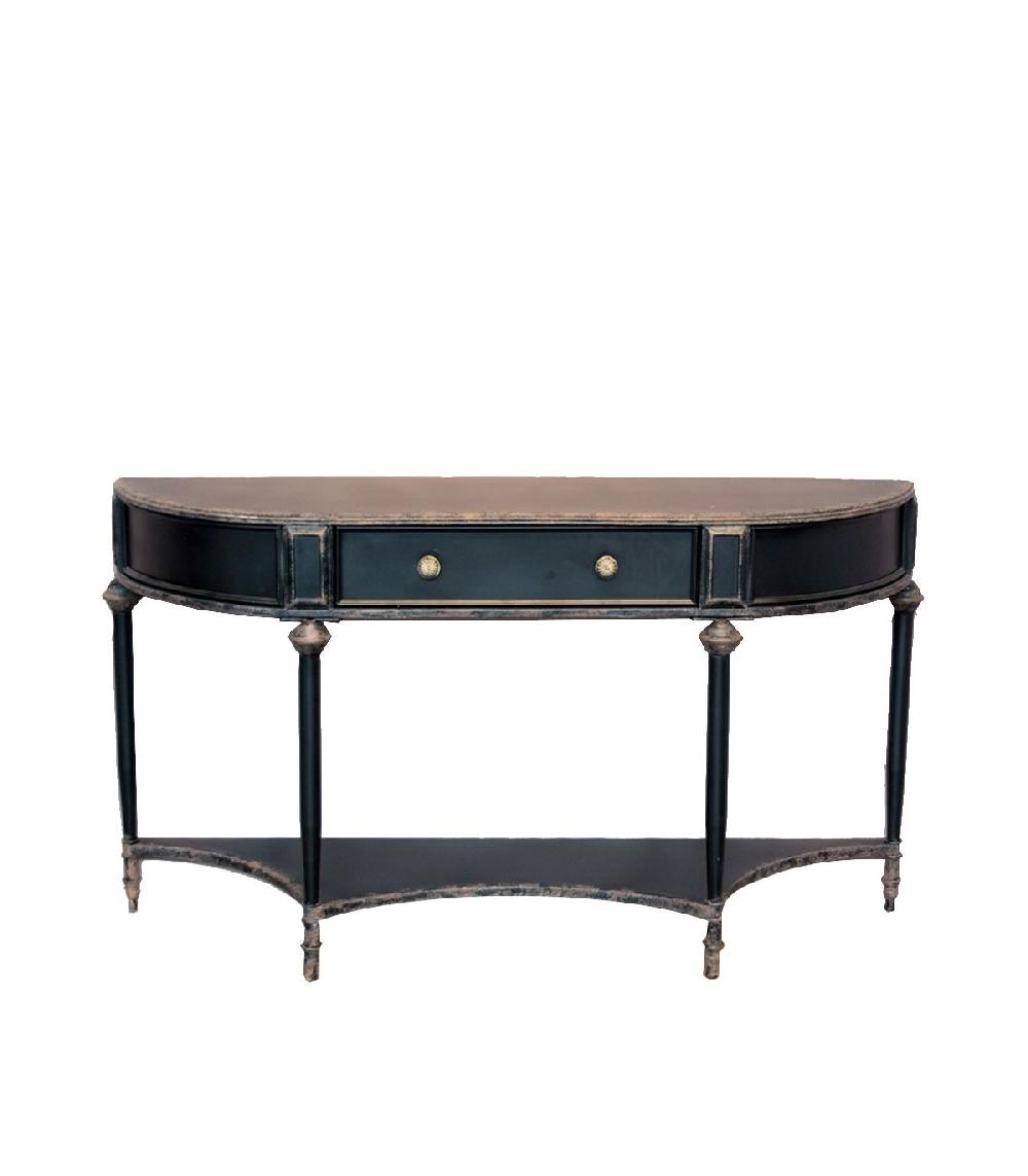 wadiga Console Classique en Métal Noir Vieilli avec Tiroir 2 Étages