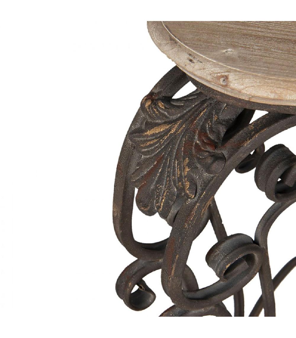 Wadiga Console Classique En Métal Sculpté Noir Et Plateau En Bois 88x43x79cm