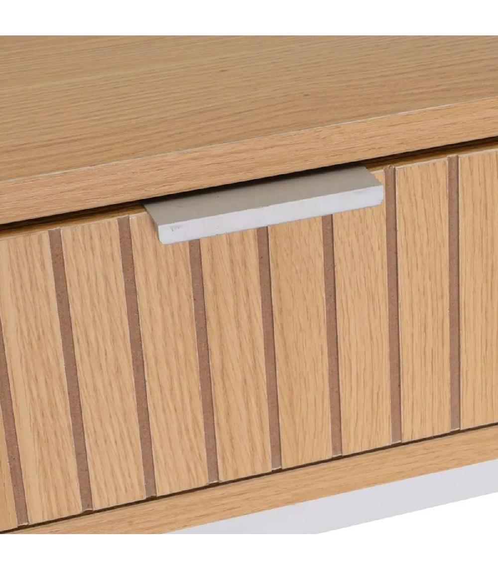 Wadiga Console D'entrée Bois Et Métal Blanc 2 Tiroirs 100x30x75cm