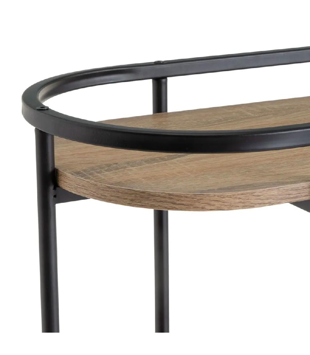 Wadiga Console D'entrée Bois Et Métal Noir 3 Plateaux 83x33x86cm