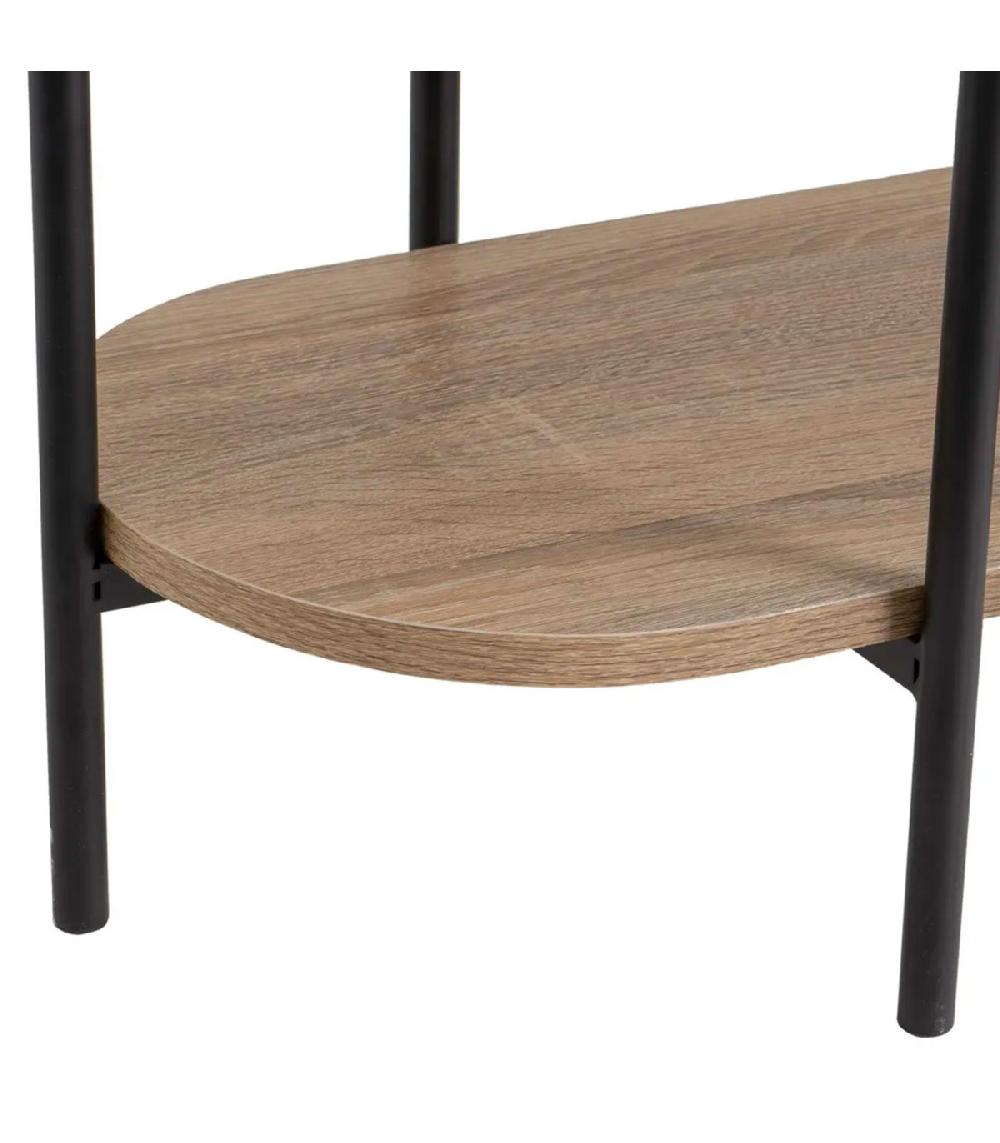 Wadiga Console D'entrée Bois Et Métal Noir 3 Plateaux 83x33x86cm