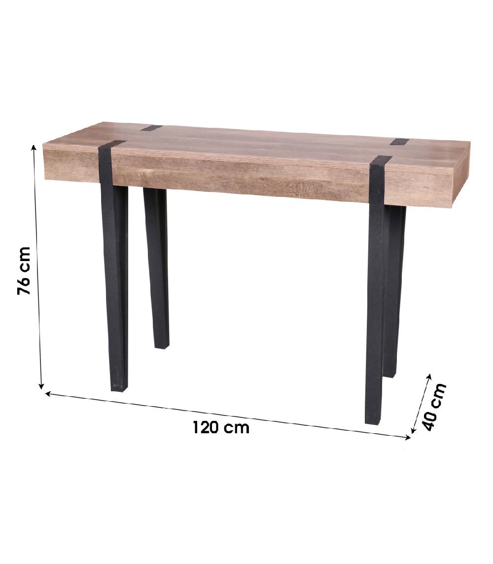 Wadiga Console D'Entrée Bois Et Métal Noir - Longueur 120cm