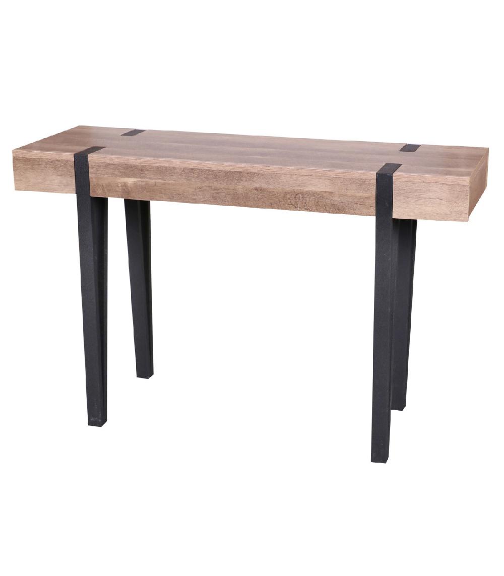 wadiga Console d'Entrée Bois et Métal Noir - Longueur 120cm