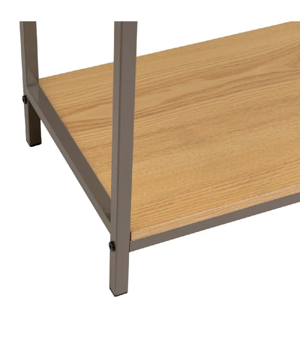 Wadiga Console D'entrée Couleur Bois Naturel Et Métal Gris 2 Tiroirs 80x30x75cm