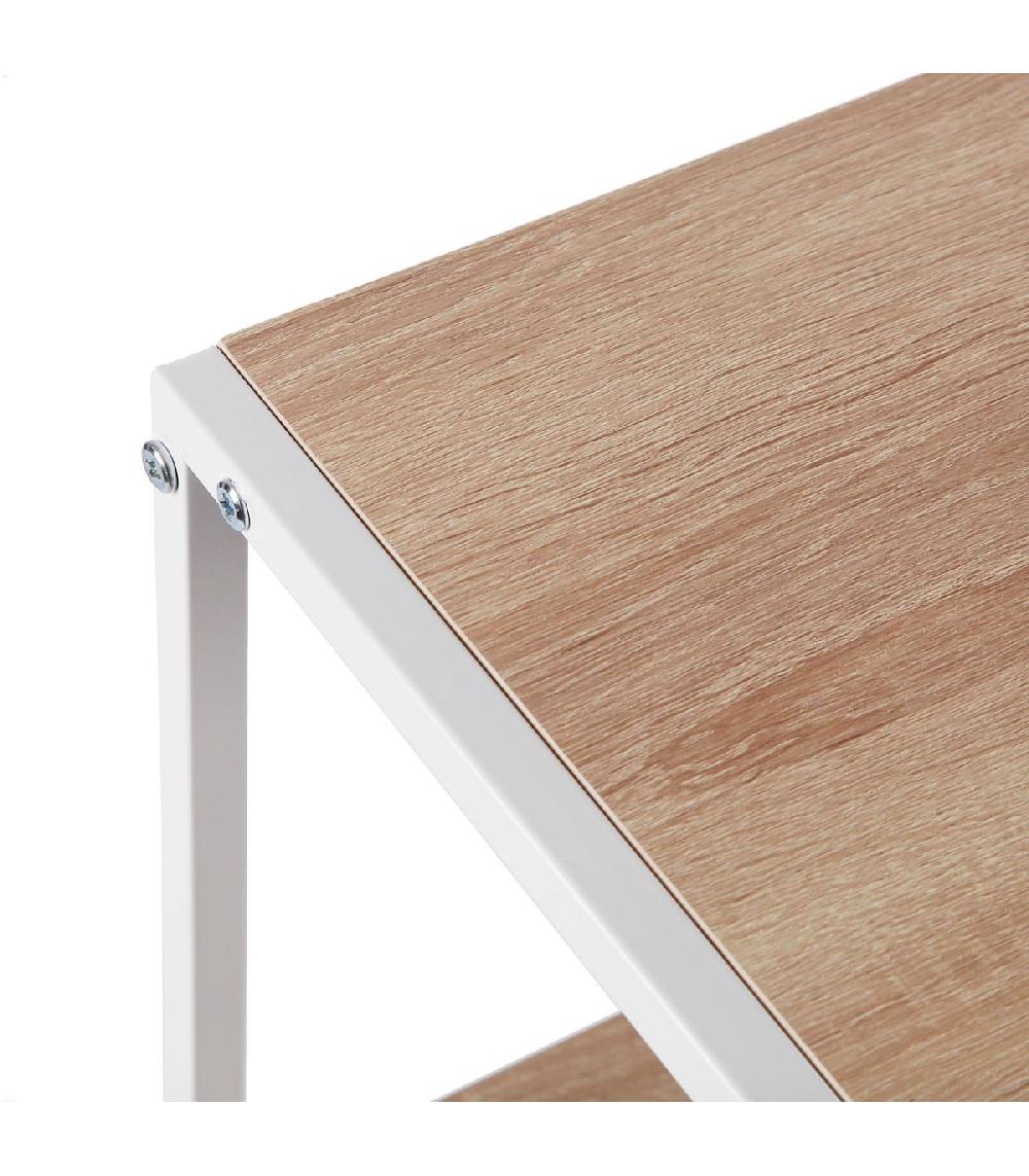 Wadiga Console D'entrée Effet Bois Et Métal Blanc 90x30x90cm