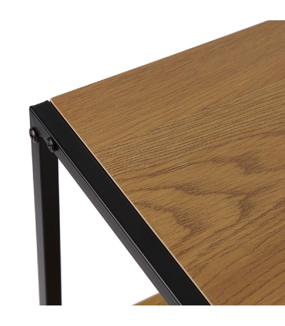 Wadiga Console D'entrée Effet Bois Et Métal Noir 90x30x90cm
