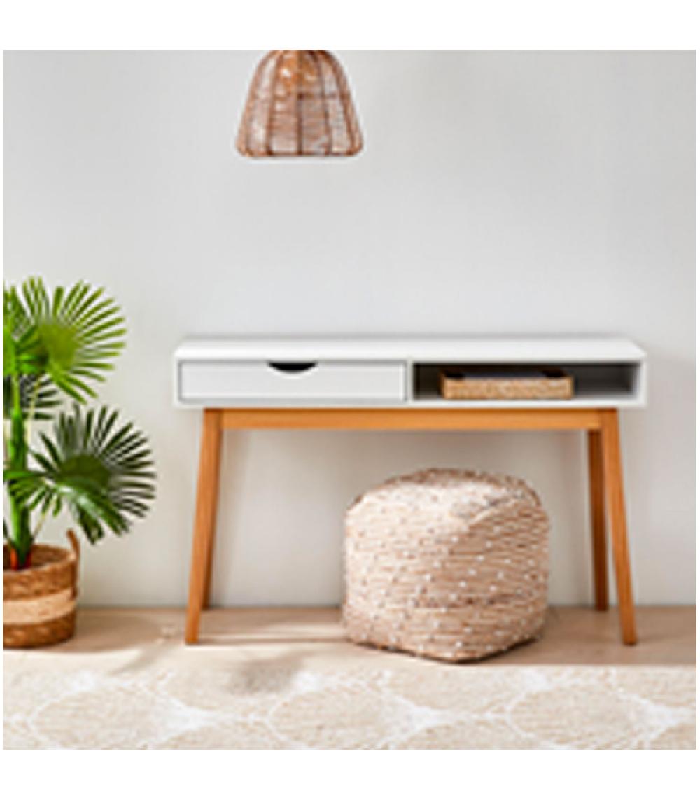 Wadiga Console D'entrée En Bois 1 Casier Et 1 Tiroir 119x37x75cm