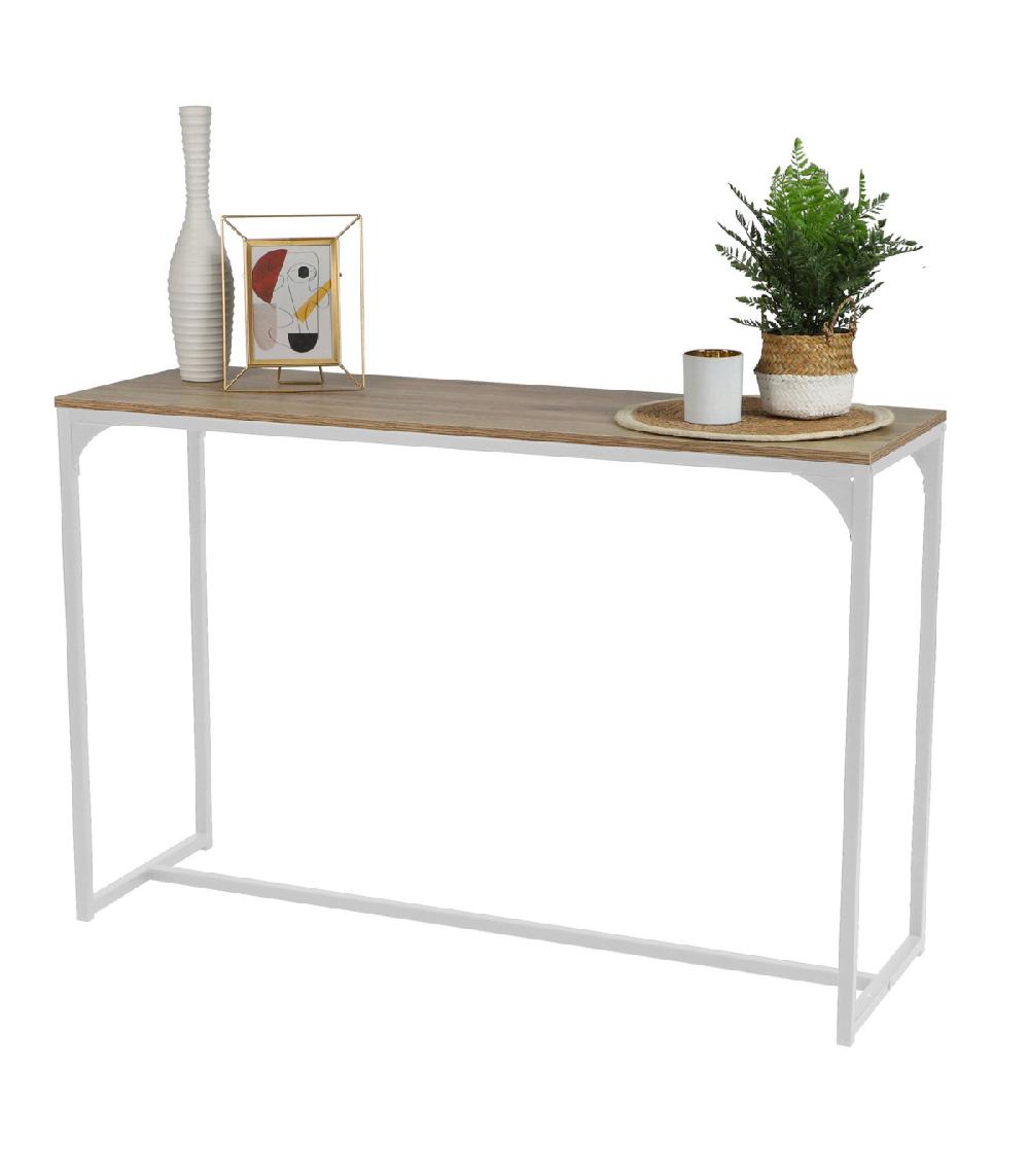 Wadiga Console D'entrée En Bois Et Métal Blanc 120x39x79cm