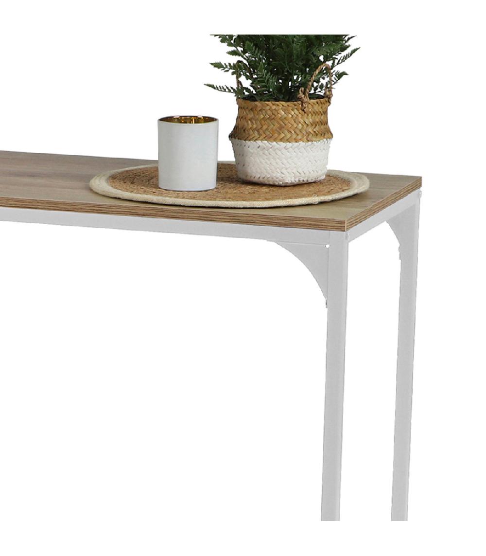Wadiga Console D'entrée En Bois Et Métal Blanc 120x39x79cm