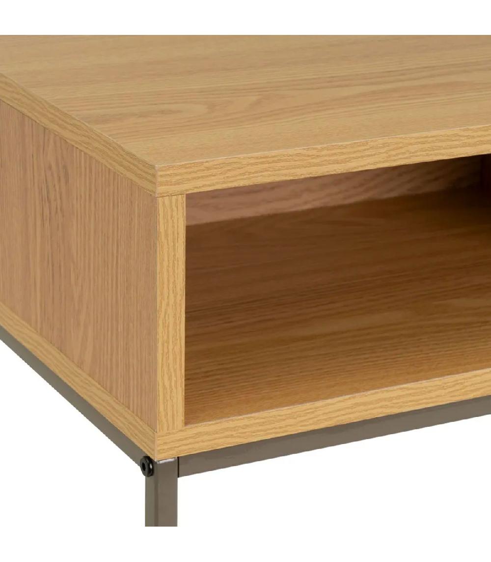 Wadiga Console D'entrée En Bois Et Métal Gris à 2 Casiers 80x30x75cm