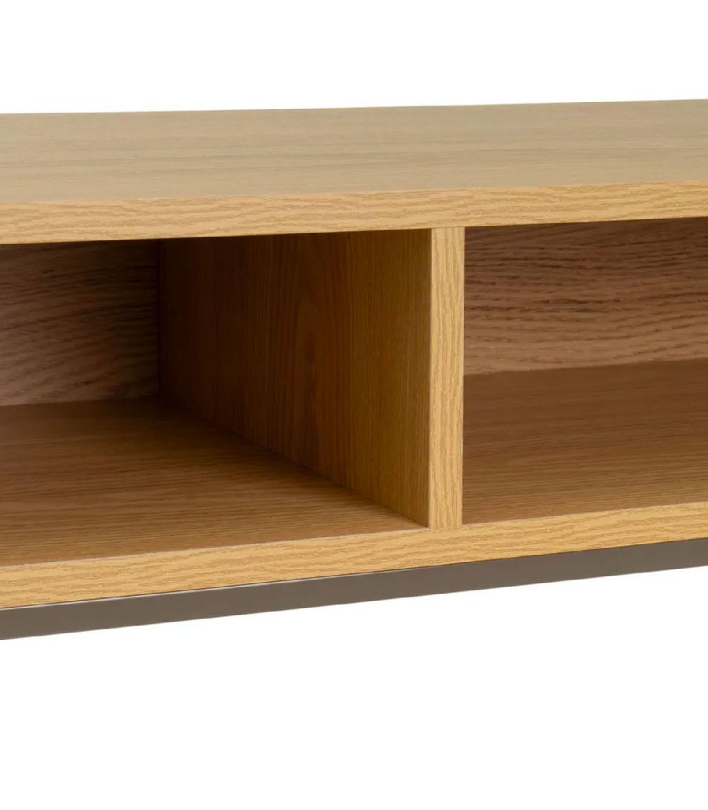 Wadiga Console D'entrée En Bois Et Métal Gris à 2 Casiers 80x30x75cm