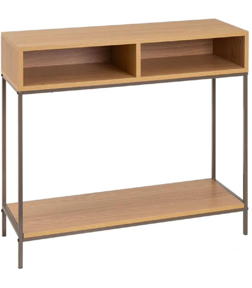 wadiga Console d'entrée en bois et métal gris à 2 casiers 80x30x75cm