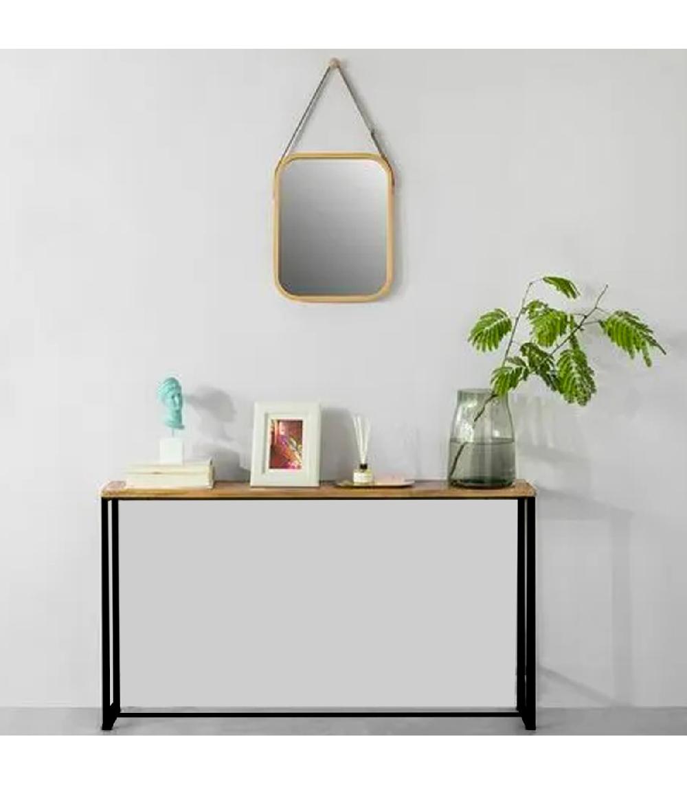 Wadiga Console D'entrée En Bois Et Métal Noir 100x35x78cm