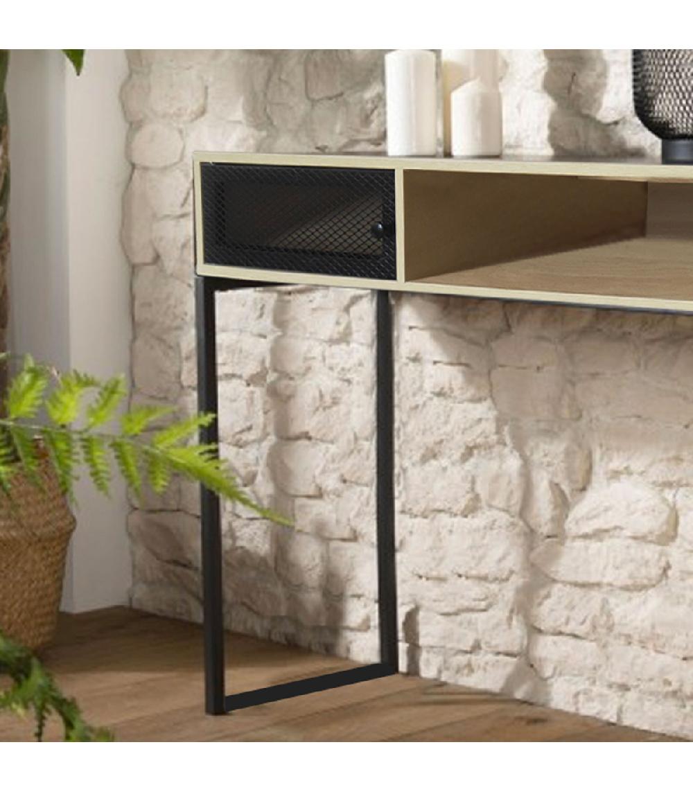 Wadiga Console D'entrée En Bois Et Métal Noir 120x39.5x75cm