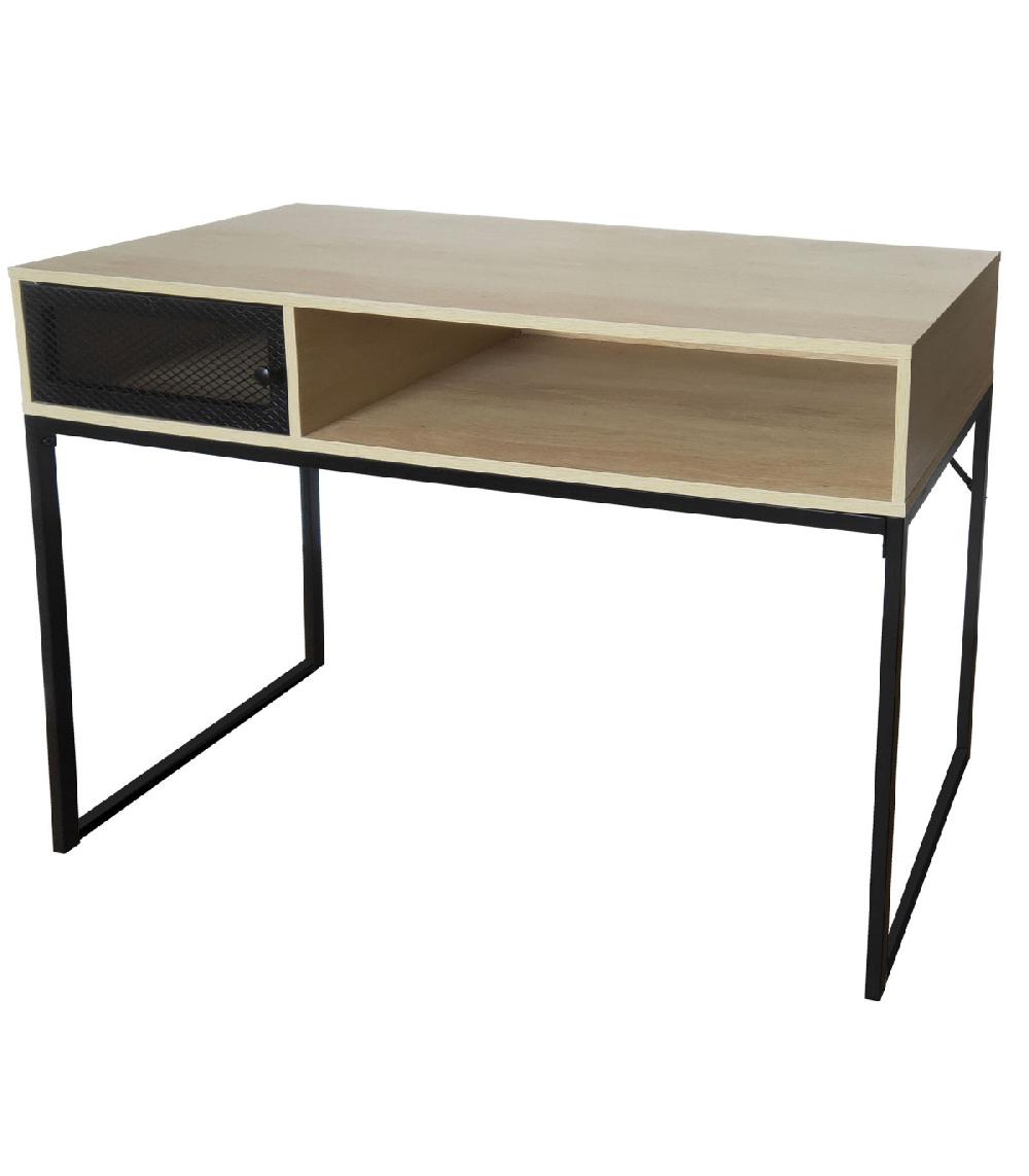 wadiga Console d'entrée en bois et métal noir 120x39.5x75cm