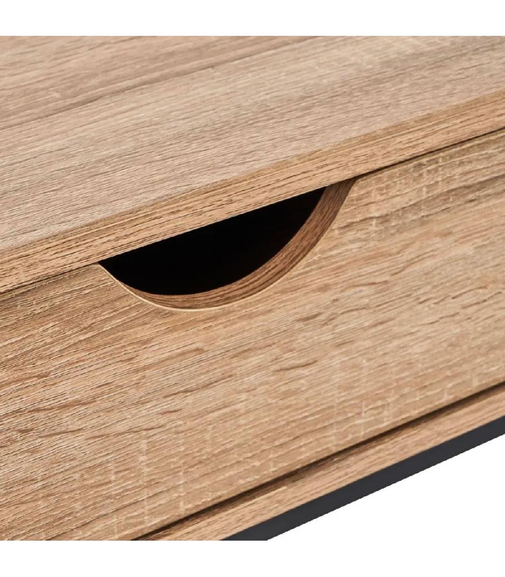 Wadiga Console D'entrée En Bois Et Métal Noir 2 Tiroirs 80x30x75cm