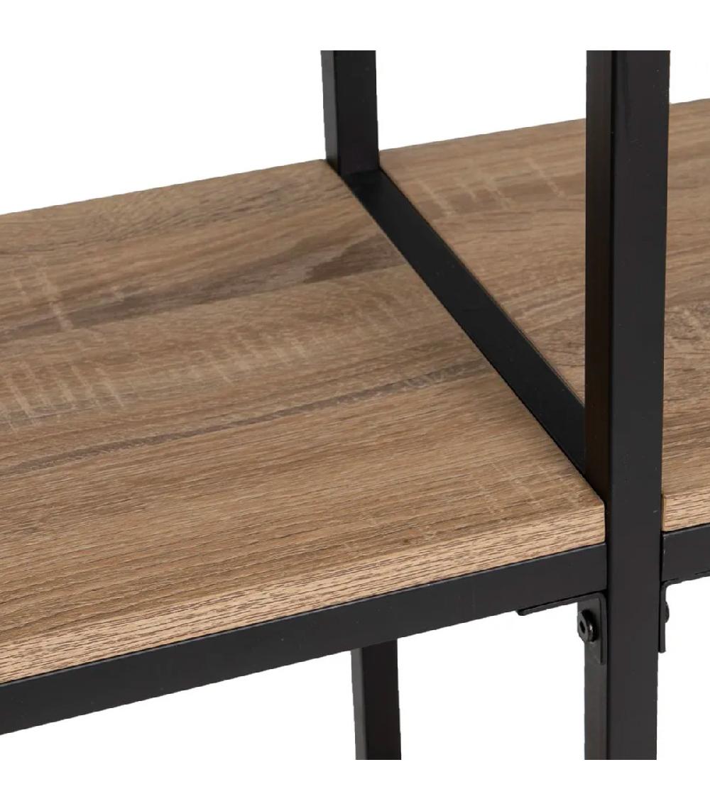 Wadiga Console D'entrée En Bois Et Métal Noir 3 Plateaux 160x30x95cm
