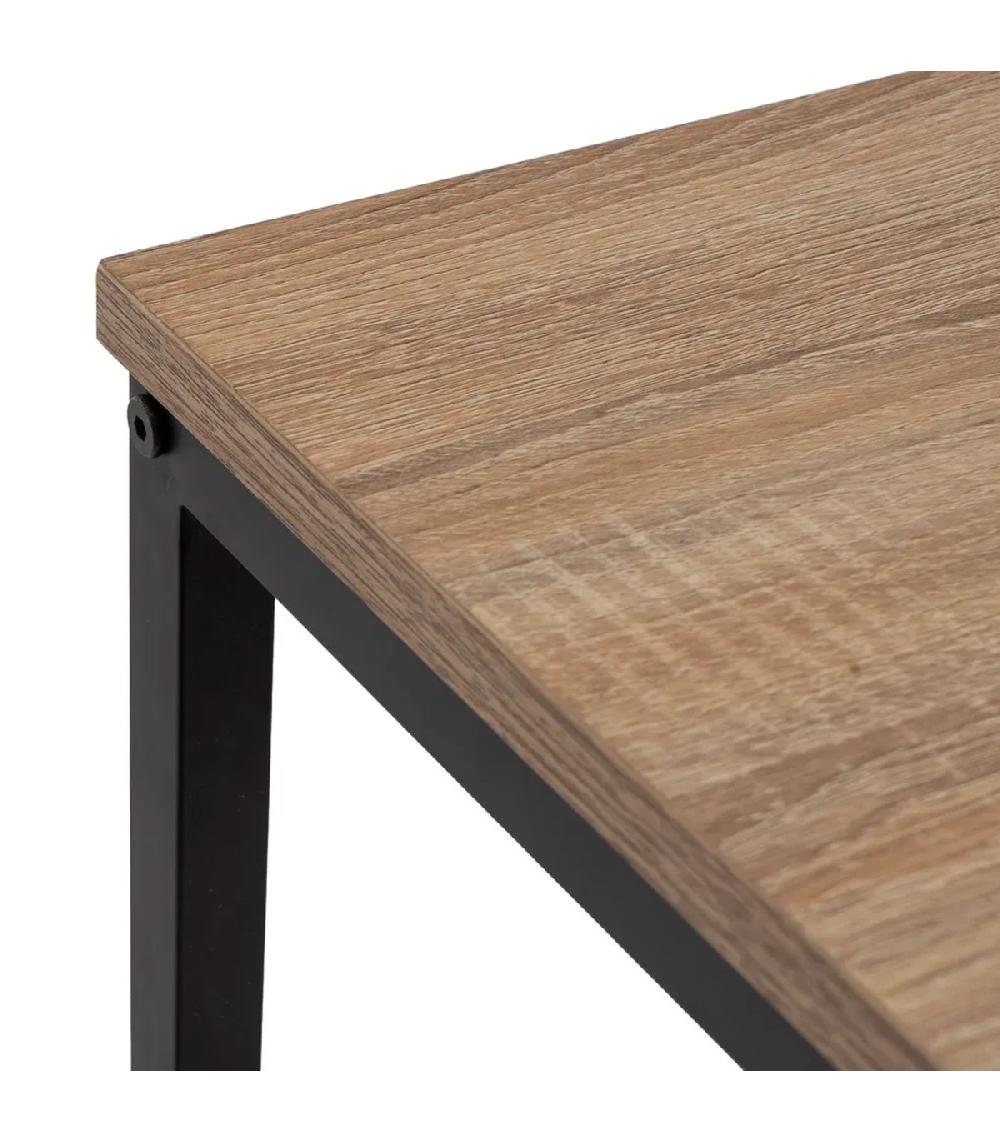 Wadiga Console D'entrée En Bois Et Métal Noir 3 Plateaux 160x30x95cm