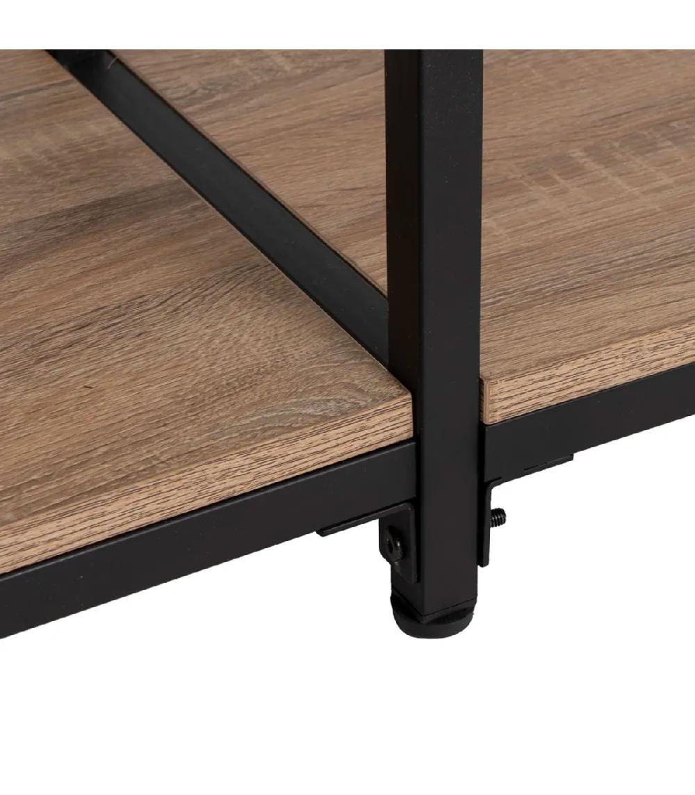Wadiga Console D'entrée En Bois Et Métal Noir 3 Plateaux 160x30x95cm