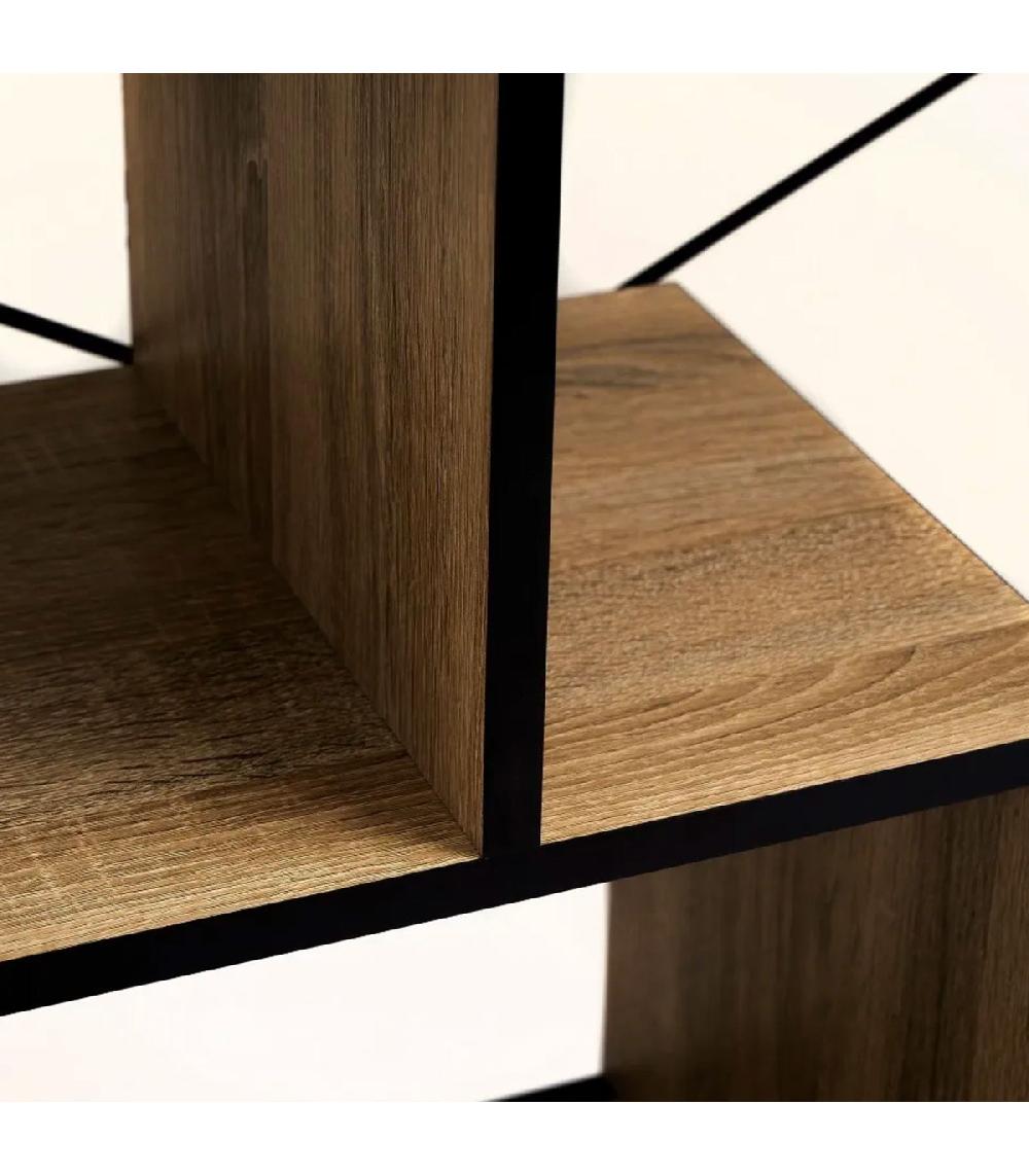 Wadiga Console D'entrée En Bois Et Métal Noir 3 Plateaux 80x30x80cm
