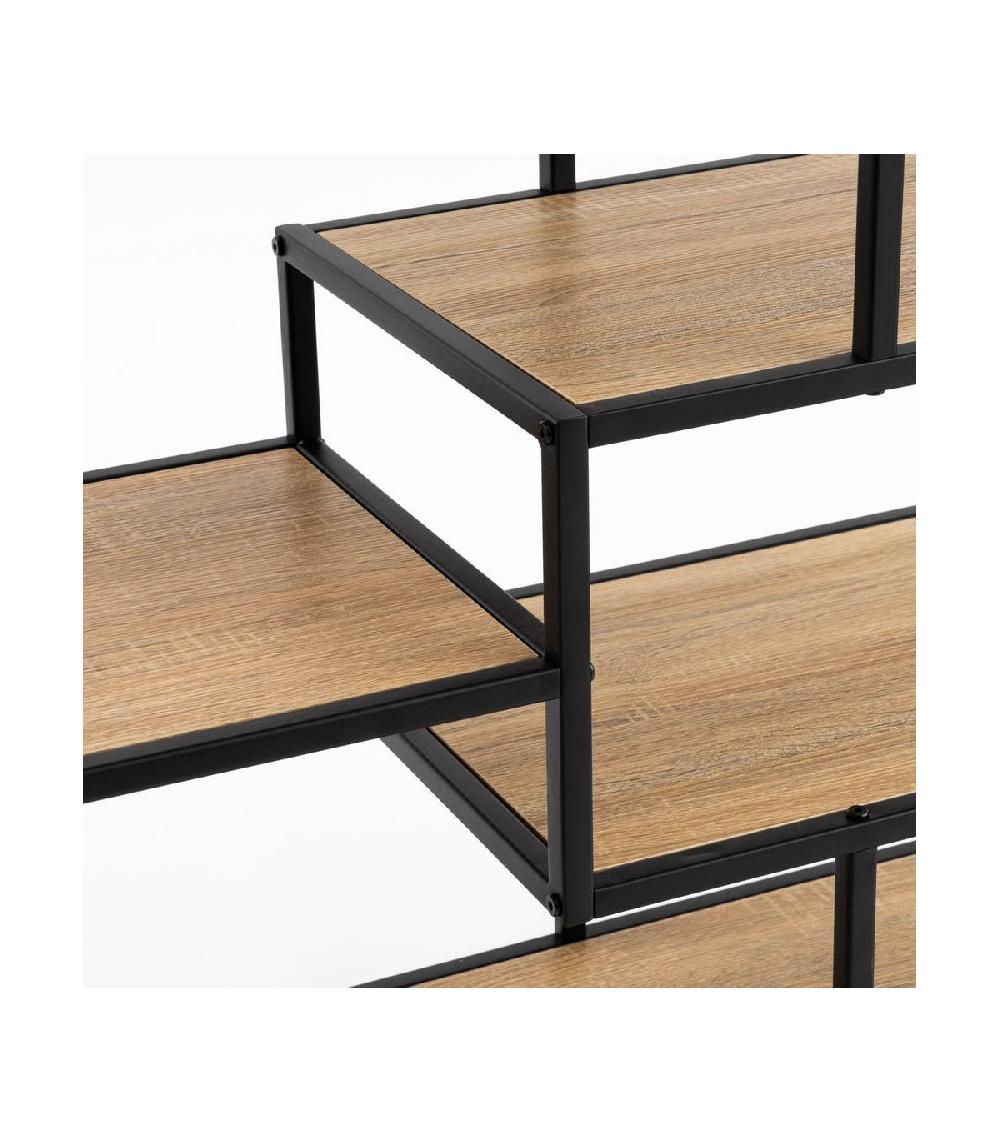 Wadiga Console D'Entrée En Bois Et Métal Noir 5 Plateaux