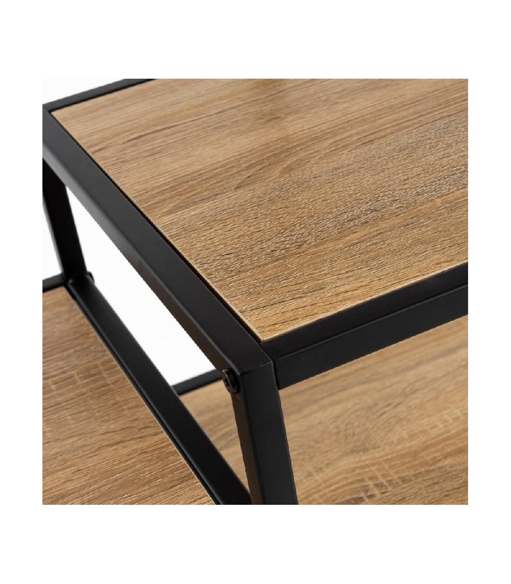 Wadiga Console D'Entrée En Bois Et Métal Noir 5 Plateaux