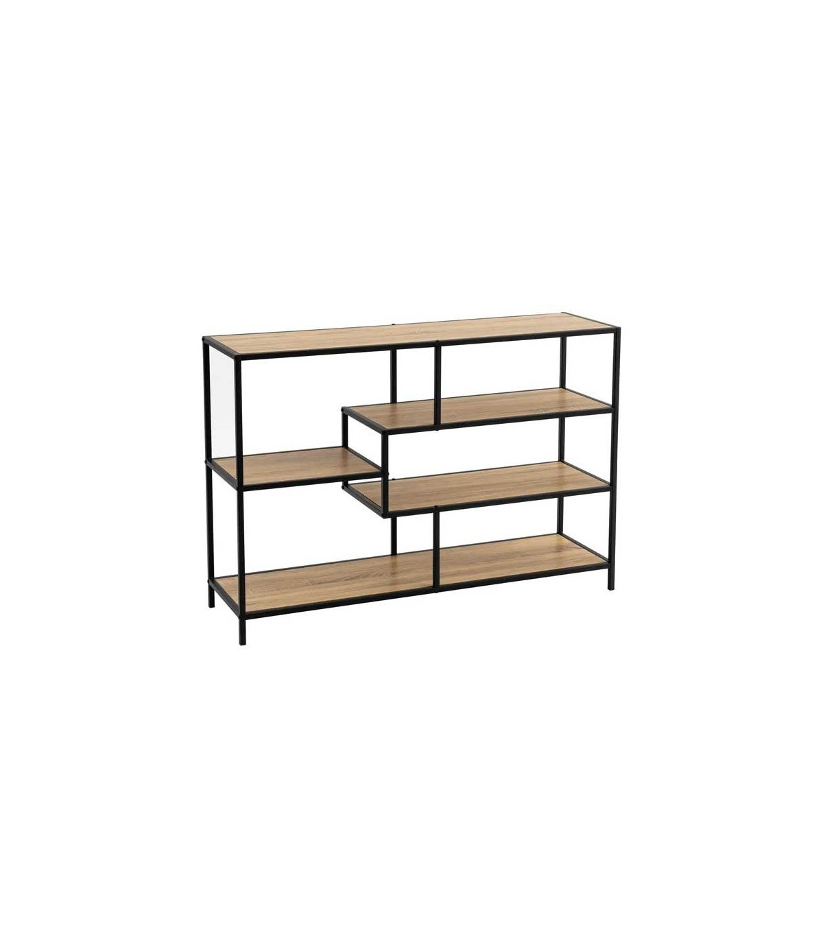 wadiga Console d'Entrée en Bois et Métal Noir 5 Plateaux