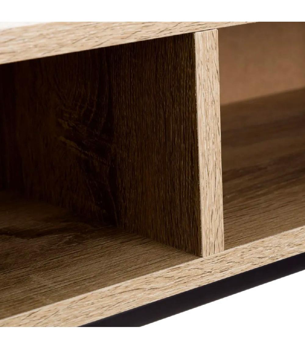 Wadiga Console D'entrée En Bois Et Métal Noir à 2 Casiers 80x30x75cm