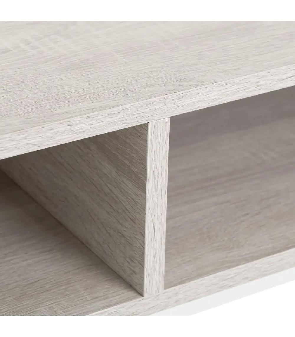 Wadiga Console D'Entrée En Bois Grisé Et Métal Blanc à 2 Casiers