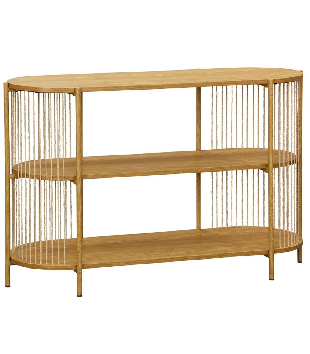 wadiga Console d'entrée en bois métal et corde 3 plateaux 142x42x80cm