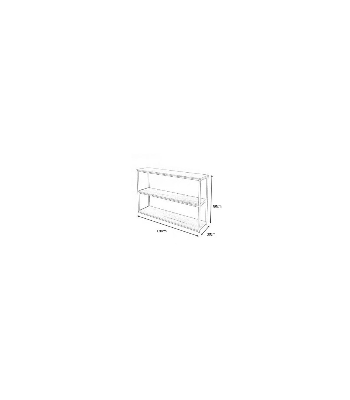 Wadiga Console D'Entrée En Métal Noir Et 3 Plateaux En Bois - Long. 120cm