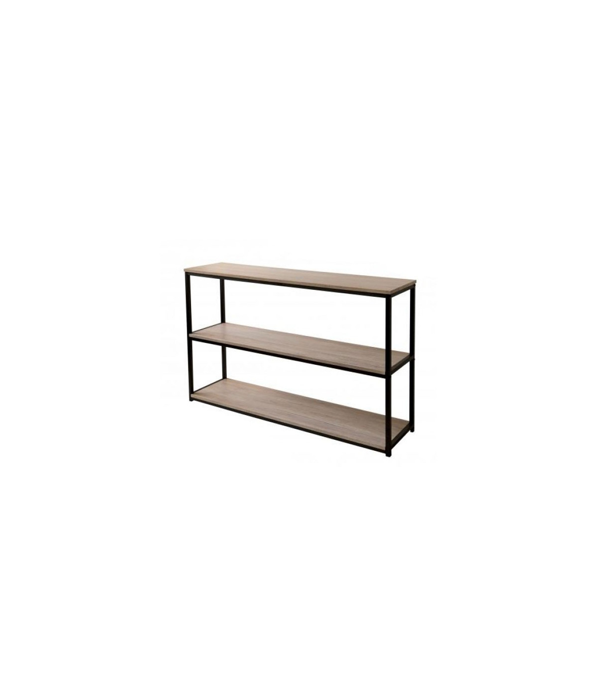 wadiga Console d'Entrée en Métal Noir et 3 Plateaux en Bois - Long. 120cm