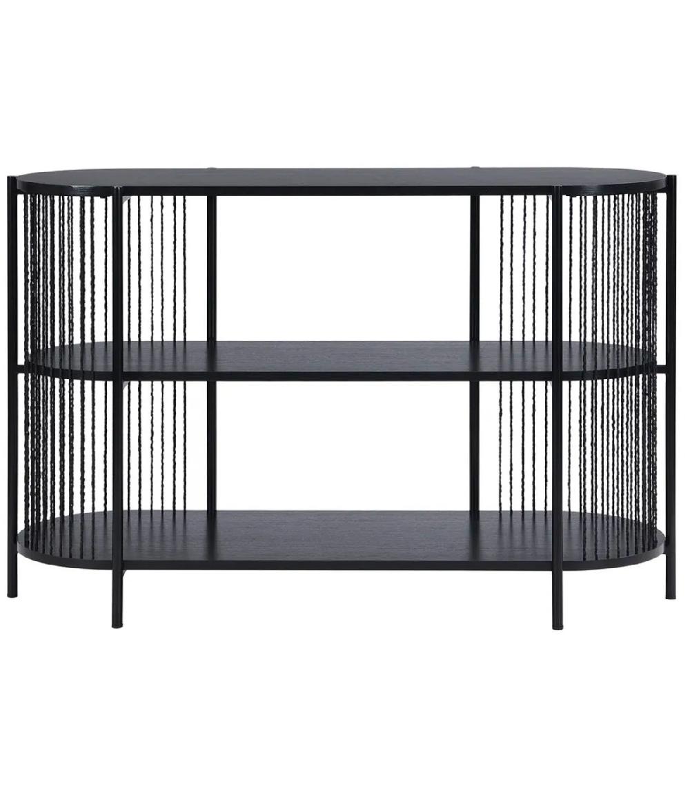 Wadiga Console D'entrée Noire En Bois Métal Et Corde 3 Plateaux 124x42x80cm