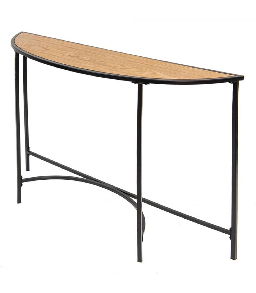 Wadiga Console Demi-lune Bois Et Métal Noir 120x31x81cm